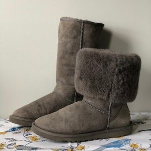 UGG Classic Tall Shearling Suede Boots size 6 Gray
